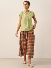 Load image into Gallery viewer, 100% Linen Shawl V-Neck Cap Sleeves Top ELARA
