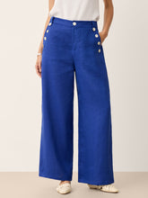 Load image into Gallery viewer, 100% Linen Shell Button Elasticated Back Wide-Leg Pants IONE
