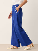 Load image into Gallery viewer, 100% Linen Shell Button Elasticated Back Wide-Leg Pants IONE
