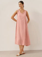 Load image into Gallery viewer, 100% Linen Sleeveless A-Line Maxi Dress TARA
