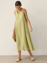 Load image into Gallery viewer, 100% Linen Sleeveless A-Line Maxi Dress TARA
