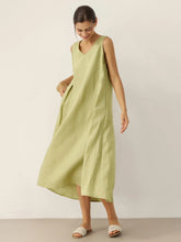 Load image into Gallery viewer, 100% Linen Sleeveless A-Line Maxi Dress TARA
