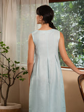 Load image into Gallery viewer, 100% Linen Sleeveless Shoulder Button Midi Dress FREYA

