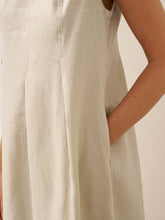 Load image into Gallery viewer, 100% Linen Sleeveless Shoulder Button Midi Dress FREYA
