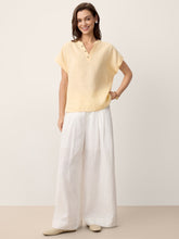 Load image into Gallery viewer, 100% Linen Stand-Collar Curved-Hem Top CRESSA
