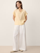 Load image into Gallery viewer, 100% Linen Stand-Collar Curved-Hem Top CRESSA

