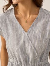 Load image into Gallery viewer, 100% Linen Striped Elastic-Waist Midi Dress ARIA
