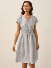 Load image into Gallery viewer, 100% Linen Striped Elastic-Waist Midi Dress ARIA

