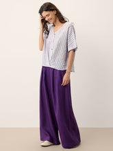 Load image into Gallery viewer, 100% Linen Striped Surplice Cocoon Top CATHERINE
