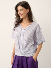 Load image into Gallery viewer, 100% Linen Striped Surplice Cocoon Top CATHERINE
