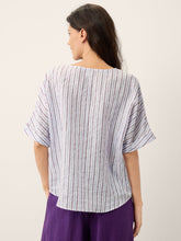 Load image into Gallery viewer, 100% Linen Striped Surplice Cocoon Top CATHERINE
