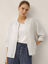 Load image into Gallery viewer, 100% Linen Striped Three-Quarter Sleeve Shirt SKYLAR
