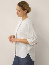 Load image into Gallery viewer, 100% Linen Striped Three-Quarter Sleeve Shirt SKYLAR
