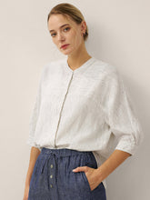 Load image into Gallery viewer, 100% Linen Striped Three-Quarter Sleeve Shirt SKYLAR
