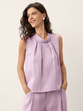 Load image into Gallery viewer, 100% Linen Structured Collar Sleeveless Blouse BLAIR
