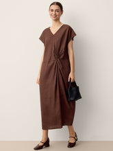 Load image into Gallery viewer, 100% Linen Twist-Waist Slit Maxi Dress LYNETTE
