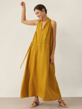 Load image into Gallery viewer, 100% Linen V-Neck Halter Maxi Dress BETH
