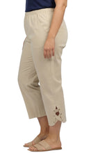Load image into Gallery viewer, Women's Capris with Studded Hem Detail in Tri-Blend Denim and Twill with Angled side Pockets
