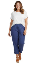 Load image into Gallery viewer, Women's Capris with Studded Hem Detail in Tri-Blend Denim and Twill with Angled side Pockets
