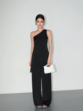 Load image into Gallery viewer, High-end Satin Off-shoulder Irregular Sleeveless Top Wide-leg Casual Pants Set

