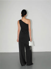 Load image into Gallery viewer, High-end Satin Off-shoulder Irregular Sleeveless Top Wide-leg Casual Pants Set
