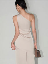 Load image into Gallery viewer, High-end Satin Off-shoulder Irregular Sleeveless Top Wide-leg Casual Pants Set
