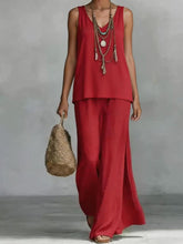 Load image into Gallery viewer, Women's Bohemian Wide-Leg Pants &amp; V-Neck Vest Set – 3D Print

