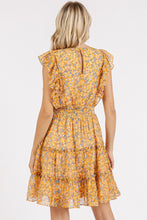Load image into Gallery viewer, New Summer Ditsy Floral Print Ruffle Chiffon Mini Dress – Fluttering, Playful and Feminine Dress with Ruffle Details and Soft Chiffon Fabric
