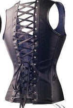 Load image into Gallery viewer, Black Steampunk Faux Leather Overbust Corset
