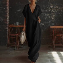 Load image into Gallery viewer, Women's Deep V-Neck Batwing Sleeve Lace-Trim Kaftan Maxi Dress
