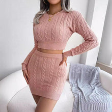 Load image into Gallery viewer, Women’s knit sweater and skirt set
