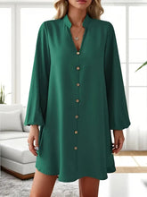 Load image into Gallery viewer, Women's V-Neck Long Sleeve Single-Breasted A-Line Dress

