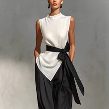 Load image into Gallery viewer, Women's Lace-Up Sleeveless Top &amp; Wide-Leg Pants Two-Piece Set – White
