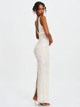 Load image into Gallery viewer, Adelaide White Beaded Sequin Net Bodycon Gown
