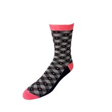 Load image into Gallery viewer, Pink, Grey Diamond Bamboo Socks
