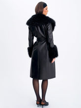 Load image into Gallery viewer, Zariah Black Faux Fur Trimmed Longline Coat
