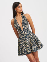 Load image into Gallery viewer, Mackenzie Cheetah Print Halter Linen Mini Dress

