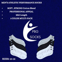 Load image into Gallery viewer, PBG Men&#39;s Socks 6 Pair Mid Length Athletic performance MultiPack Activewear 10-13
