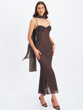 Load image into Gallery viewer, Yadira Brown Base Polka Dot Chiffon Maxi Dress
