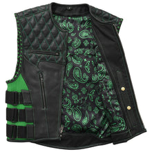 Load image into Gallery viewer, Tactical Emerald Men’s Motorcycle Leather Vest
