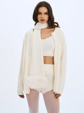 Load image into Gallery viewer, Selma White Wool-Blend Ribbed Knit Scarf

