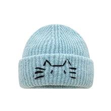 Load image into Gallery viewer, Women’s Cute Cat Line Design Knitted Hat – Warm Fall &amp; Winter Beanie
