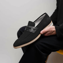 Load image into Gallery viewer, 11-020-BLK MEO 3 Sueded Goatskin Penny Loafer, Black
