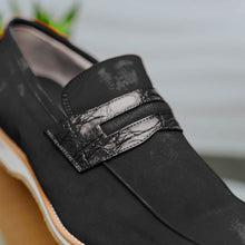 Load image into Gallery viewer, 11-020-BLK MEO 3 Sueded Goatskin Penny Loafer, Black
