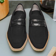 Load image into Gallery viewer, 11-020-BLK MEO 3 Sueded Goatskin Penny Loafer, Black
