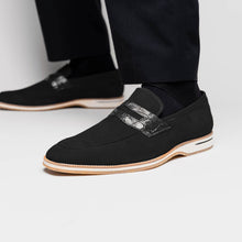 Load image into Gallery viewer, 11-020-BLK MEO 3 Sueded Goatskin Penny Loafer, Black
