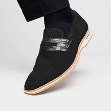 Load image into Gallery viewer, 11-020-BLK MEO 3 Sueded Goatskin Penny Loafer, Black

