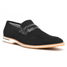 Load image into Gallery viewer, 11-020-BLK MEO 3 Sueded Goatskin Penny Loafer, Black
