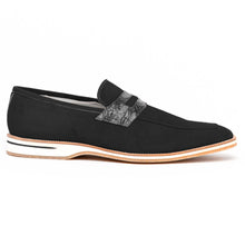 Load image into Gallery viewer, 11-020-BLK MEO 3 Sueded Goatskin Penny Loafer, Black
