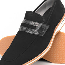 Load image into Gallery viewer, 11-020-BLK MEO 3 Sueded Goatskin Penny Loafer, Black
